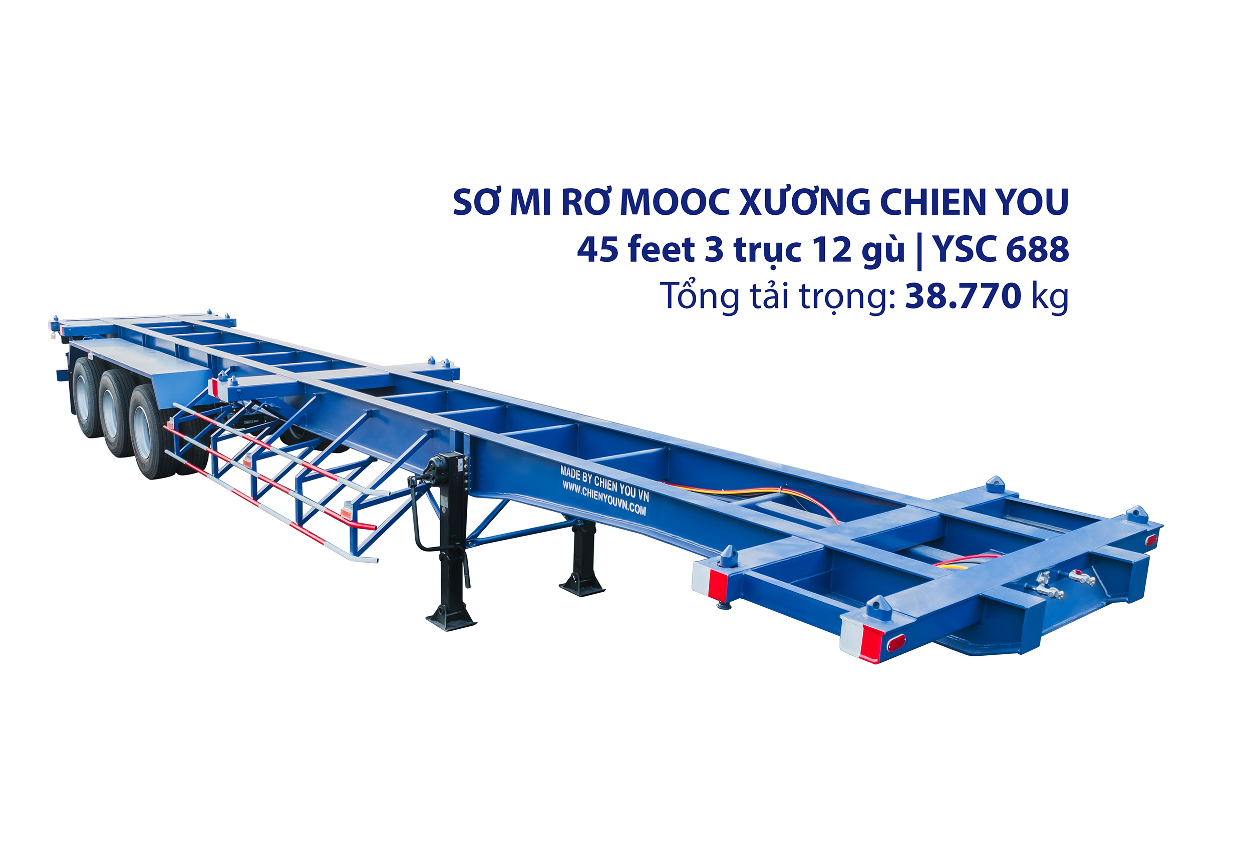 Sơ mi rơ mooc xương 45 feet 3 trục 12 gù